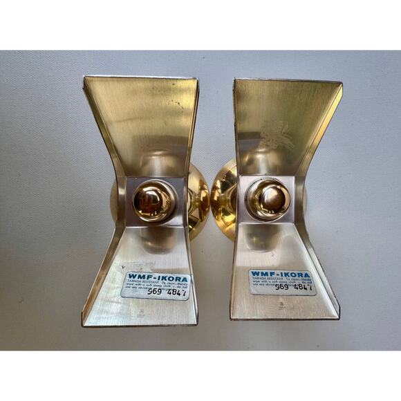 Vintage WMF Ikora Brass Candleholders – Sculptural Mid-Century Pair (Germany) - Picture 7 of 9